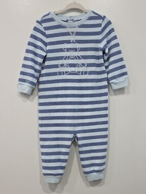 Ralph Lauren Blue & Light Blue Striped Teddy One-Piece